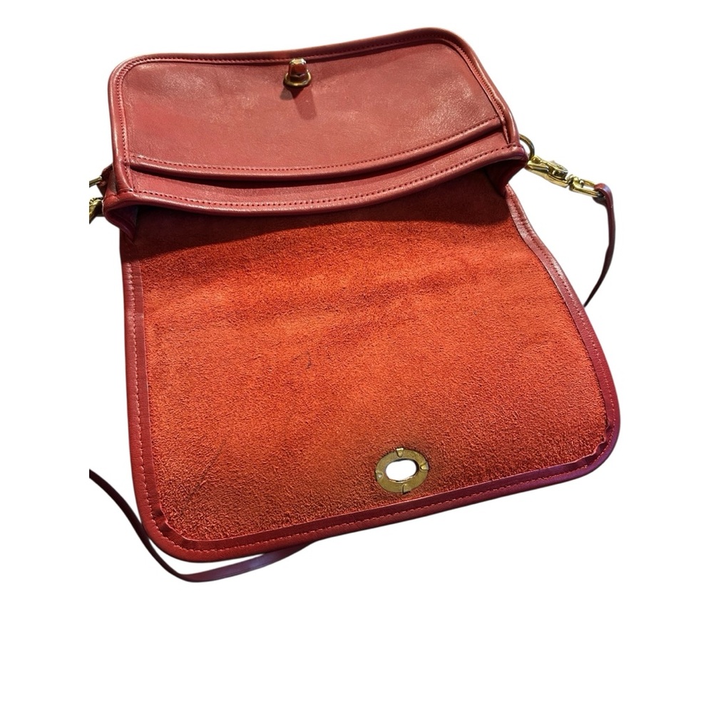 Vintage Coach Turn-Lock Classic Red Leather Pocket Purse Crossbody Bag - Picture 3 of 12